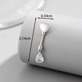 Silver steel heart and pear-shaped zircon cartilage stud earring with size measurements - Water Drop Pendant Heart Style (A424-7#)