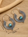 Bohemian silver crescent earrings with turquoise stone, size 5.7cm by 3.8cm - Silver FX721 With Turquoise