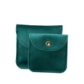 Dark green velvet jewelry pouch with gold snap closure in two different sizes - 6.5x6.5cm / Dark Green