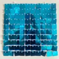 Blue square sequin shimmer wall panel with reflective metallic mirror tiles for party decor - 30x30cm / Lake Blue