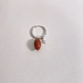 Silver hoop earring with orange sandstone oval pendant and small star charm accessory - Silver Deep Orange Red Stone Style (DEP1738) / Silver