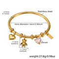 Dettaglio bracciale in acciaio inossidabile dorato con ciondoli a cuore e orso - Stile Orso Cuore Dorato (Z360-A)