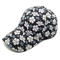 Women's floral print baseball cap with tropical hibiscus pattern and sun protection - M (56-58cm) / Off-White