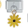 Custom DIY modular stainless steel link bracelet with yellow daisy flower charm - 0175-colored Ten-petaled Yellow Flower