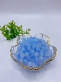 Close-up of 8mm translucent blue glass beads for DIY jewelry in a gold-rimmed bowl - 8# Royal Blue