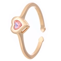 Adjustable 18K gold-plated ring with a heart-shaped pink zircon and open design - KC Gold Pink Wrapped Heart
