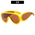 Gelbe Übergroße Punk-Sonnenbrille mit braunen Gläsern und unregelmäßigem Rahmen in C4 - Gelber Rahmen Teelinsen