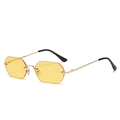 Gafas de sol punk de montura pequeña con lentes amarillas octagonales y metal dorado - Montura Dorada Lentes Amarillas