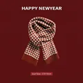 Sciarpa in maglia rossa con cuori per donna, calda sciarpa invernale da 175x30cm - Motivo Piccoli Cuori Rossi