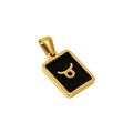 Square stainless steel necklace featuring a black enamel Taurus zodiac pendant in gold - Taurus - Single Pendant
