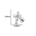 Silver G23 titanium labret stud with clover shaped clear zircons and flat back design - Gemstone Cross Style (T2581-9#) / Silver