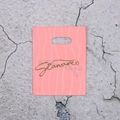 Pink gift shopping bag with die-cut handle and golden Seawaves print 20x25cm - Pink Seawaves Style (12) / 95 Pieces/Pack