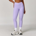 Leggings da yoga lavanda a vita alta con elegante design a incrocio e tessuto elastico - S / Lilla