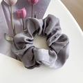 Elegant grey satin silk scrunchie with smooth texture and subtle metallic luster - 10# Dark Grey