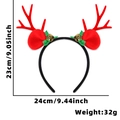 Weihnachts-Rentier-Geweih-Haarreif in Rot mit Goldglocken und grünen Pailletten - Rote Geweihe mit Glocken und Grünen Blättern