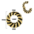 Black and gold striped stainless steel ear hoop with 29.3mm diameter dimensions - Style 1 / Black Gold Twisted