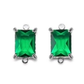 Silver-finished rectangular green crystal connector charms for elegant DIY necklace jewelry - 9x7mm / Gold-Square-Green