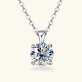 Classic 925 sterling silver necklace with 1 carat moissanite in four-prong setting - 3 ct / Silver