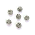 Lot de six perles creuses en or 14 carats avec texture stardust pour bijoux DIY - Boule Creuse 8mm / Plaqué Argent (Rétention de Couleur)
