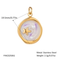 Gold stainless steel starfish pendant with white enamel and purple swirl texture - Purple Swirl Starfish Round Style (YYAC025112)