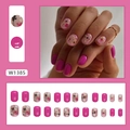 Short square rose red floral press-on nails set with 24 pieces for an elegant autumn look - W1385 Plum Floral (Glue Type)