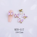 Detail of aurora purple crystal butterfly nail charms with gold edges and size 10x12mm - Shadow Purple + Gold Base