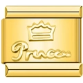 Golden stainless steel charm bead with crown and Princess engraving for DIY bracelets - 0477 - All Gold Crown Letters