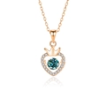 Collana a cuore con corona in oro rosa, gemma turchese scintillante e cristalli bianchi - Argento 925 / Moissanite Verde Oro Rosa (FDTD-034)