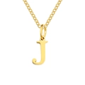 Minimalist stainless steel gold necklace featuring a polished letter J alphabet pendant - Letter J / Gold