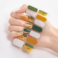 3D laser gold stamping nail stickers with green and ginger yellow designs DQ3-25 - Green Ginger Silver Wave Mottled Gold Foil Style (DQ3-025)