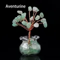 Green Aventurine crystal money tree with copper wire on a transparent glass base - 18 Crystals Aventurine (Mini Fish Tank)