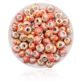 Colorful resin ink painting beads with metal core for DIY creative bracelet jewelry - Red Multicolor