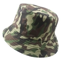 Classic forest camouflage bucket hat for men and women featuring a wide brim and canvas texture - 58cm / Woodland Camouflage