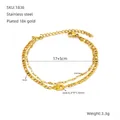 Double-layer 18K gold plated stainless steel bracelet with Fatima hand charm - Hamsa Hand Style (1836) / Gold