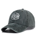 Berretto da baseball in cotone lavato grigio antracite con stampa slogan inglese vintage - 56-59cm / Verde