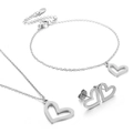 Juego de Joyas de Corazón Plateado de 3 Piezas