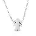 Polished silver stainless steel necklace featuring a minimalist girl silhouette pendant - Silver Girl (KN117473-Z)