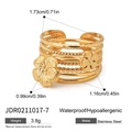 Waterproof gold layered stainless steel floral ring with 3D carved flower design - Double Layer 3D Flower Style (JDR0211017-7)