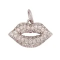 Pendentif lèvres argentées serti de zircons brillants pour création de bijoux DIY - Lèvres Rouges / Or blanc