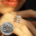 Vintage hollow silver flower open ring with an elegant layered floral design for women - Layered Floral Open Ring(JZ7195)