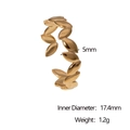 Detalle de dimensiones del anillo de hoja en oro 18k con ancho 5mm y diámetro interno - Dorado