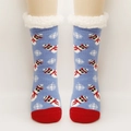 Chaussettes de Noël bleu clair épaisses avec motif bonhomme de neige et polaire - Taille unique / Bonhomme de Neige Bleu