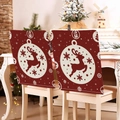 Red Christmas chair covers with reindeer silhouette and snowflakes for festive decor - Red Reindeer Silhouette (YTM2-30)