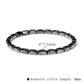 Dark grey hematite bead bracelet with 4x7.5mm rectangular beads and 19cm elastic cord - Rectangular Cuboid 4*7.5mm