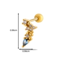 Piercing d'oreille doré avec cristal goutte bleu et zircons ronds transparents - Gemme Poire Bleue - Couleur Or (10#)