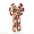 Large red and black plaid Christmas bow with vintage truck and Merry Christmas print - Red Plaid Car Print
