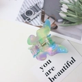 Iridescent butterfly hair claw clip in gradient blue and green acrylic finish - Five-color Flower