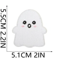 Macro detail of cartoon ghost embroidery patch with exact dimensions 5.5cm by 5.1cm - No.3 (Large)
