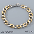 Bracciale a catena cubana bicolore oro e argento 9mm in acciaio inox con chiusura a moschettone - Catena Cubana Bicolore (KB207759-Z)