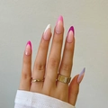 French tip almond press-on nails in five vibrant colors worn with elegant accessories - Five-color French Style (JP1843)